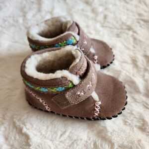 Pediped Baby Girl Winter Boots, Rosa Gingersnap Brown Suede